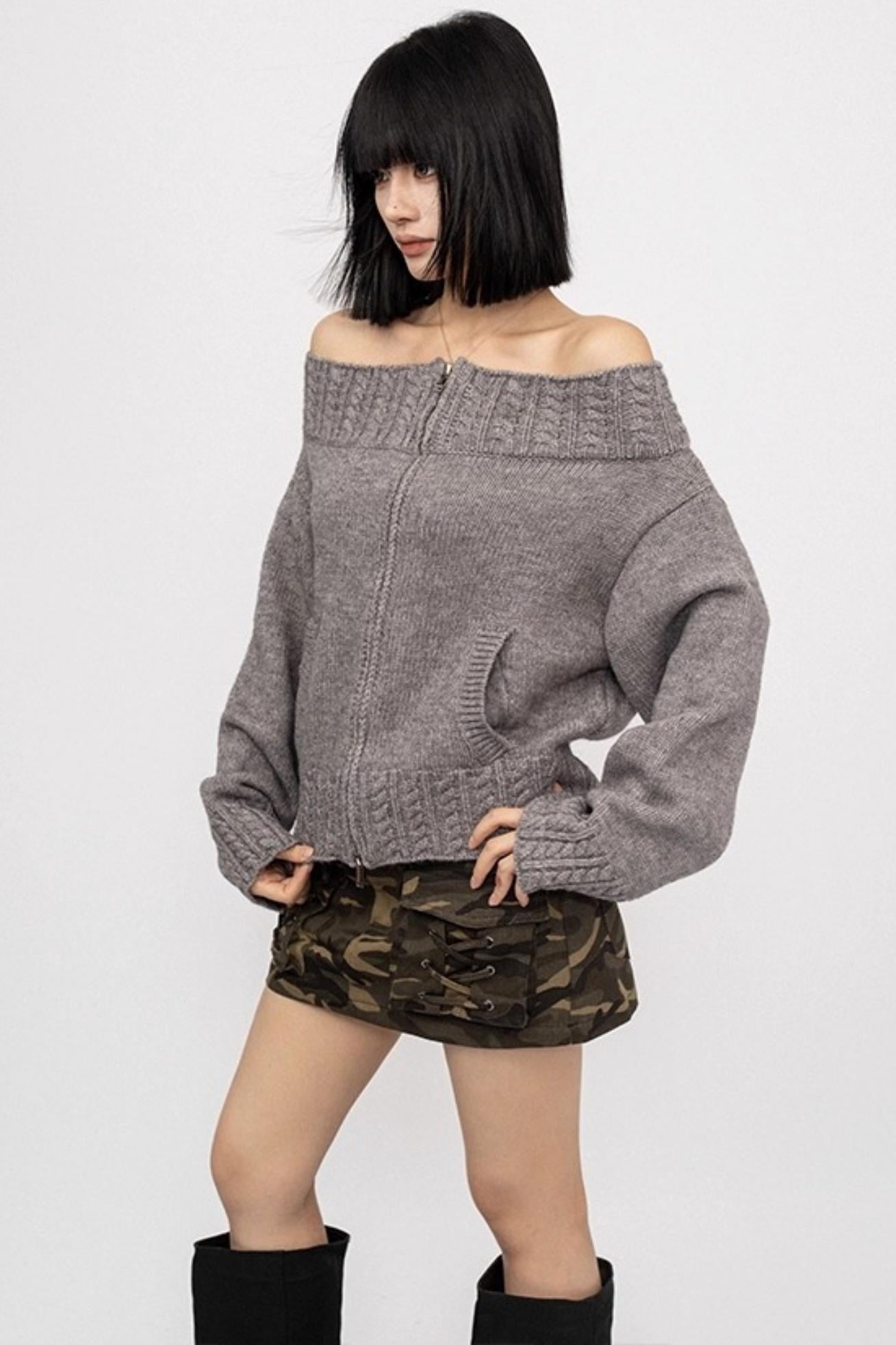 Retro Spice One-Shoulder Sweater