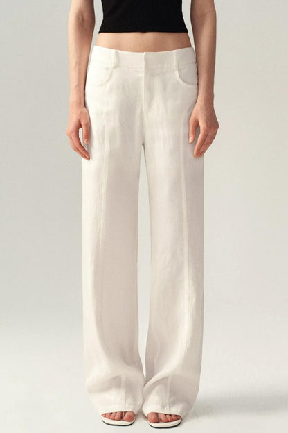 Draped Wide Leg Linen Pants