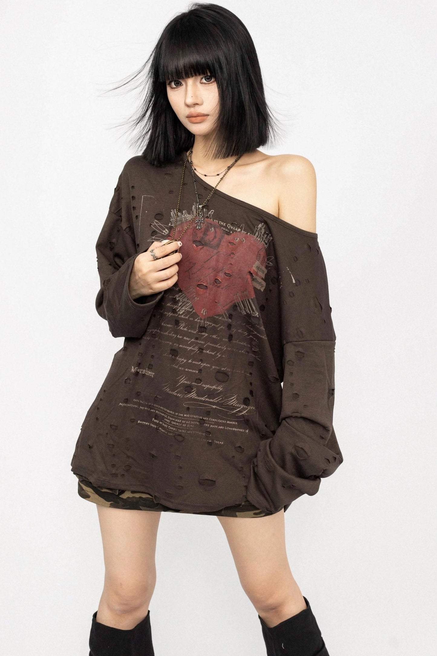 Distressed Sleeve Top