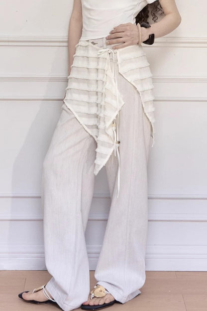 Bead-Embellished Wide-Leg Jeans