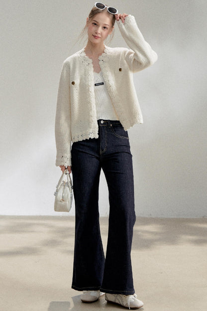White Fragrance Knitted Cardigan