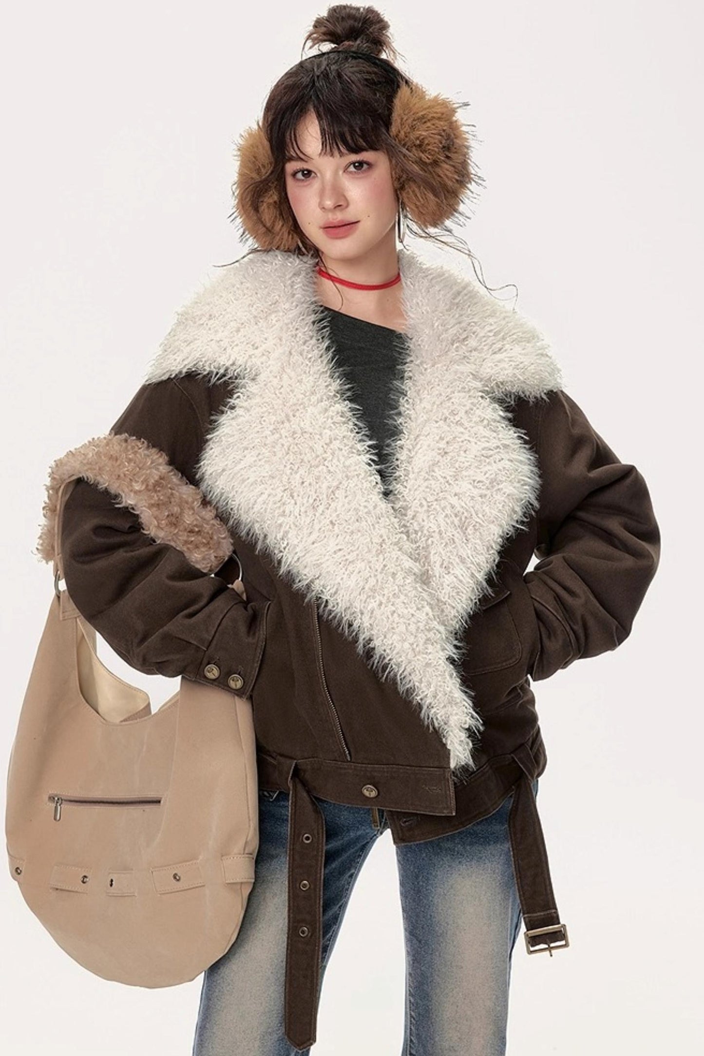 Retro Motorcycle Wind Fur Collar Jacket