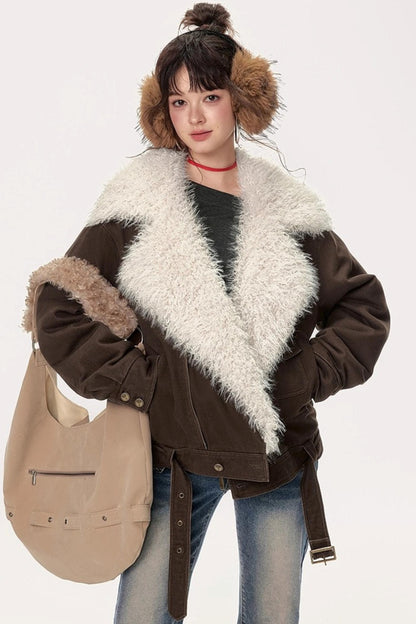 Retro Motorcycle Wind Fur Collar Jacket