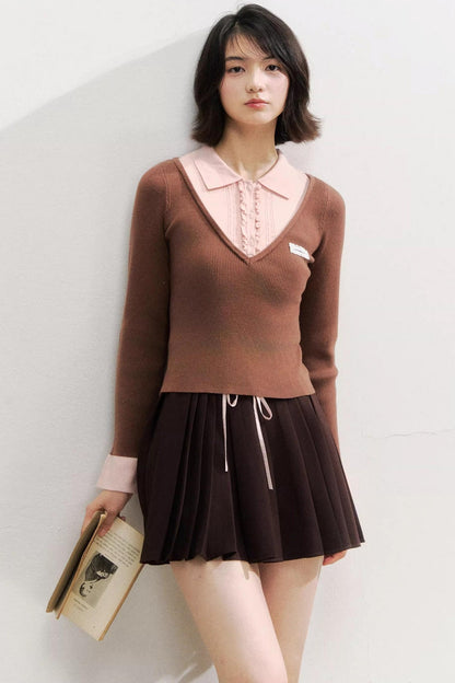 Autumn Knitted Polo Top