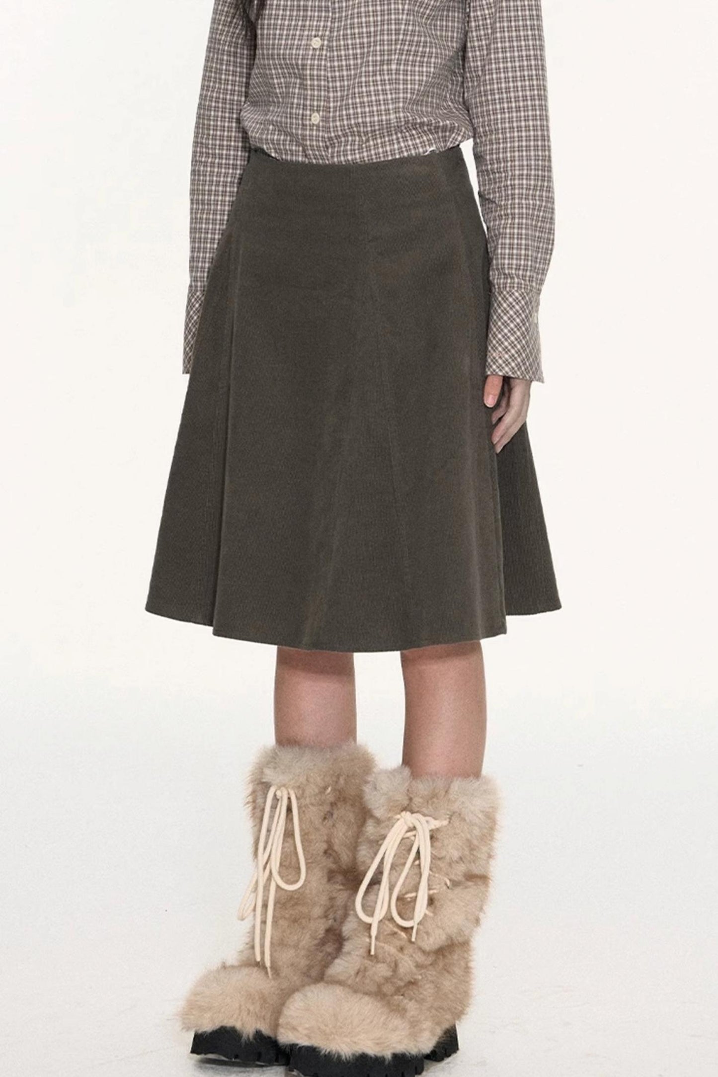 Vintage Fur Collar Jacket With Skirt Set-Up