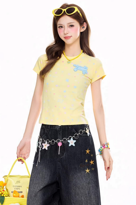 Dopamine Star Print Top