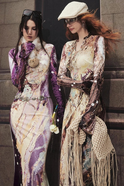 Velvet V-Neck Mermaid Dress