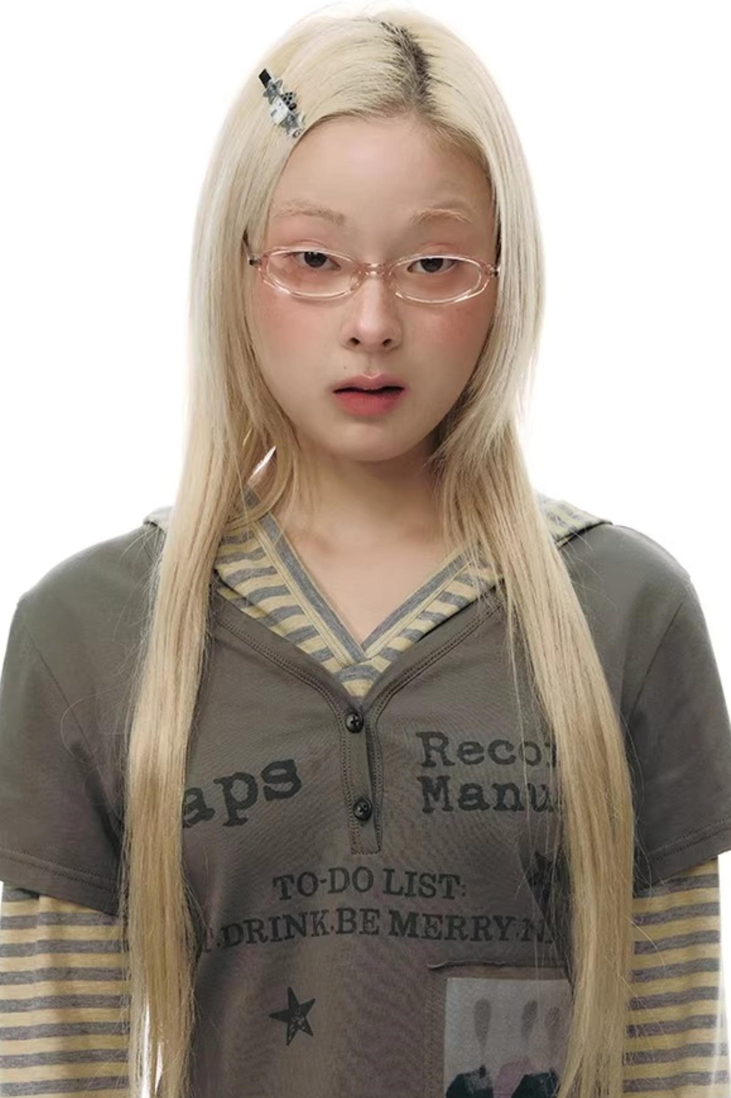 Hooded Spliced Long-Sleeve Top