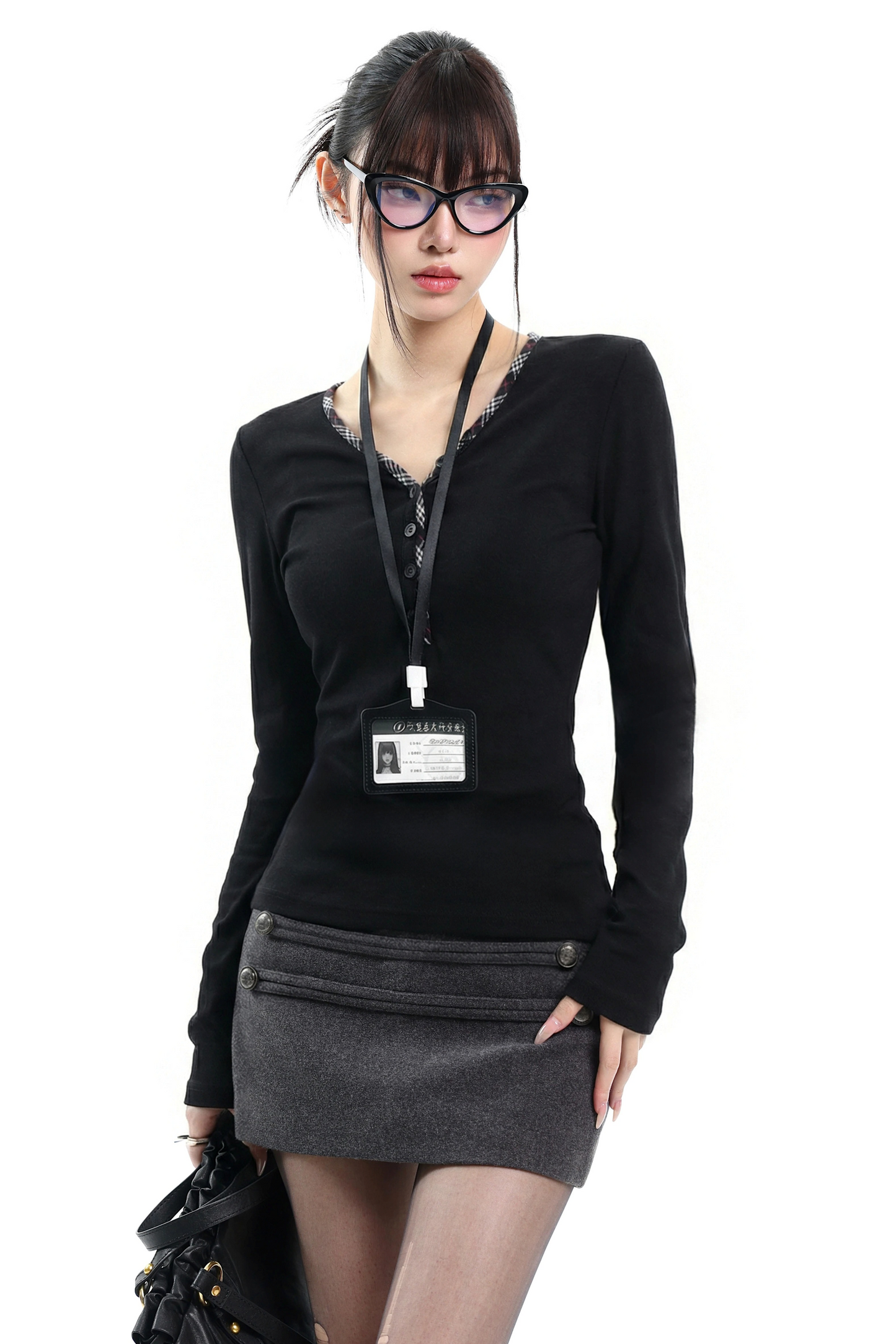 Retro Black Slim Top