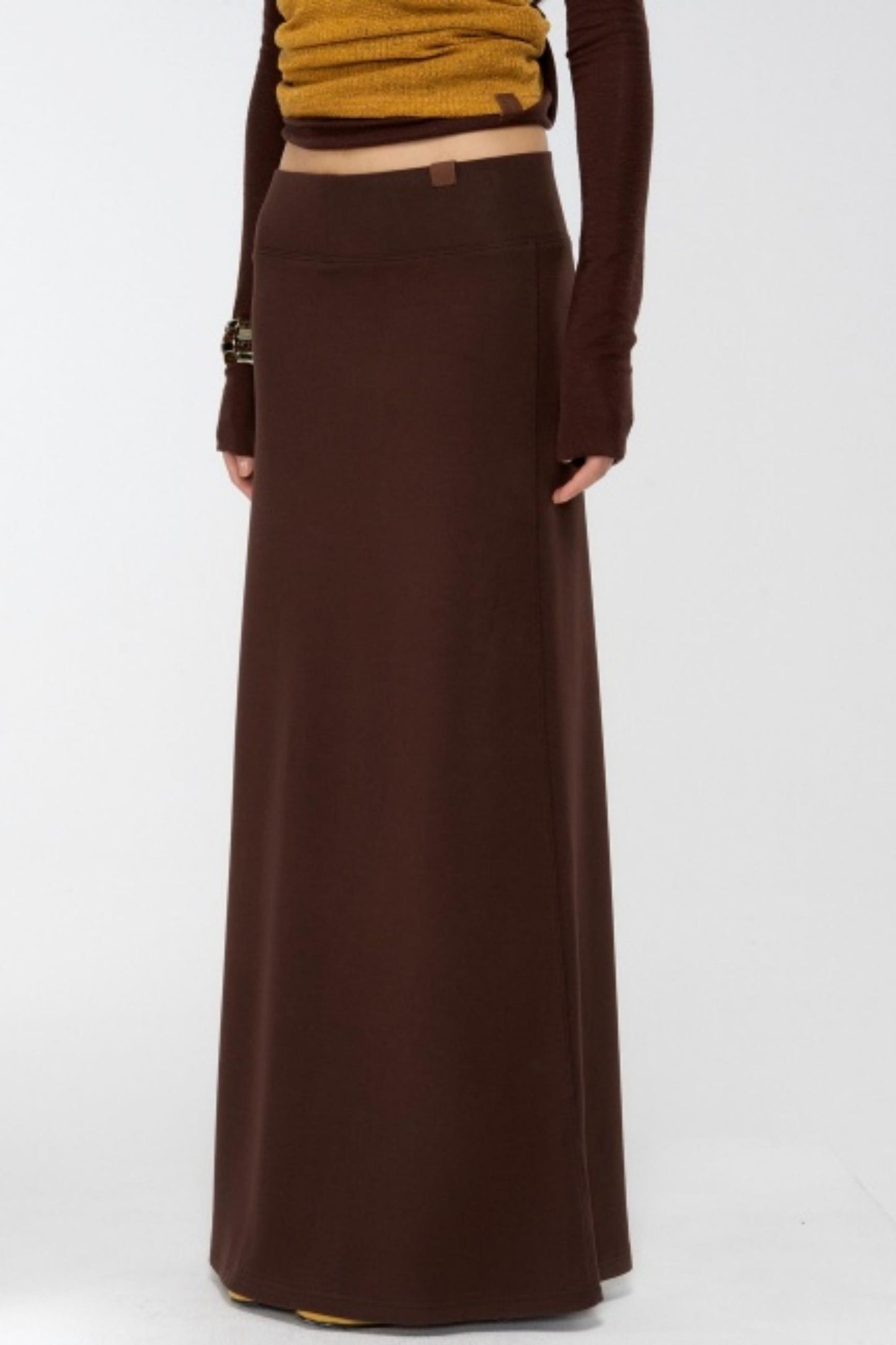 Brown Knit Relaxed Skirt