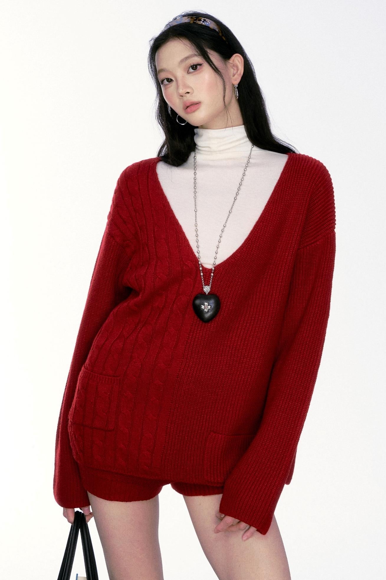 Winter Retro Loose Wool Fold Knit Set-Up