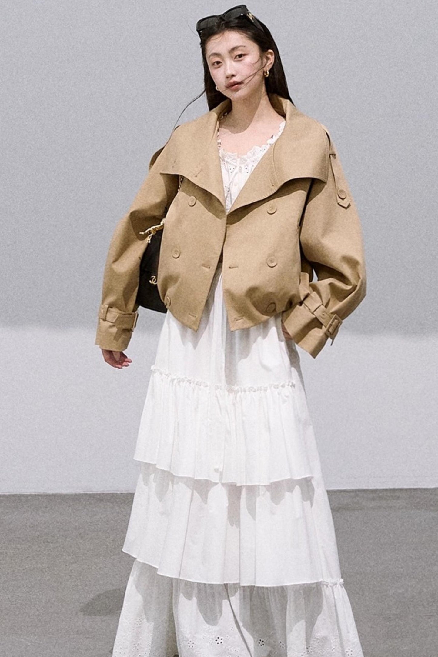 Preppy Cotton Strappy Cake Skirt Set-Up