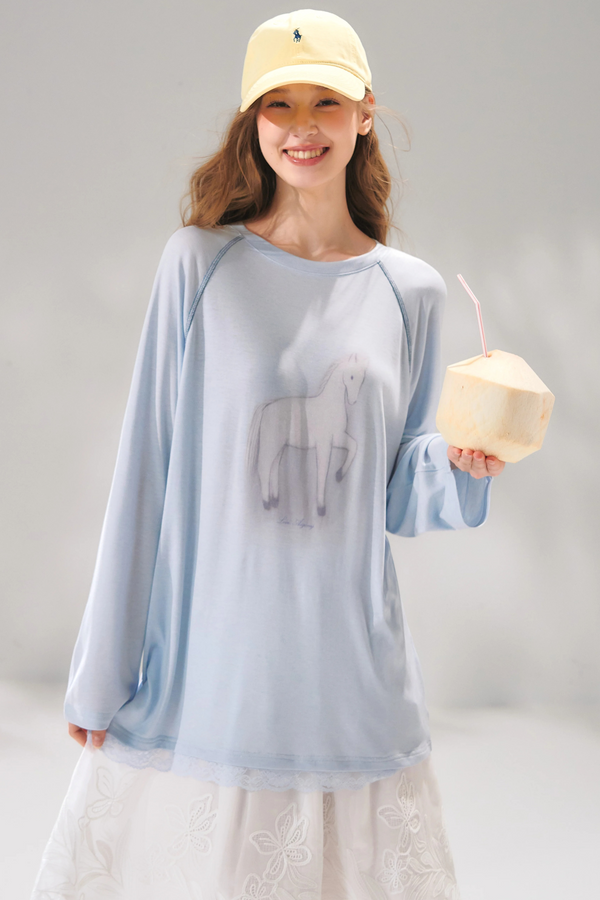 Tencel Wool Lace Patchwork Top