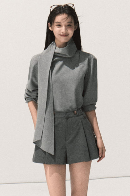 Shoulder Padded Backless Top Shorts Set-Up