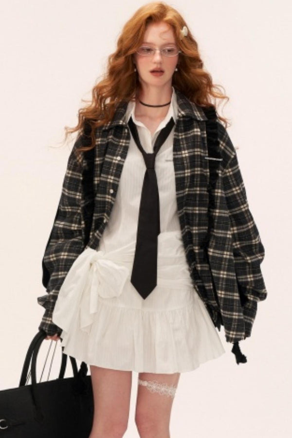 Vintage Patchwork Casual Plaid Shirt