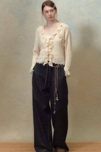 Elastic Wide Leg Jeans