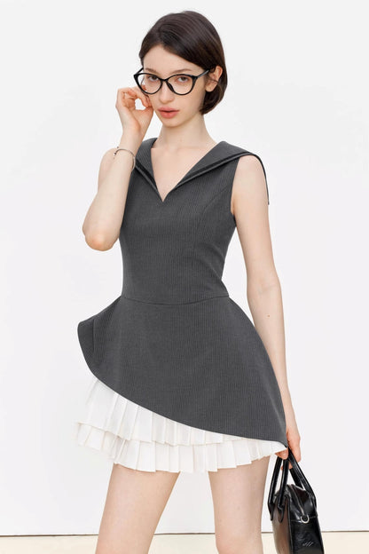 Positive Navy V-Neck A-Line Dress