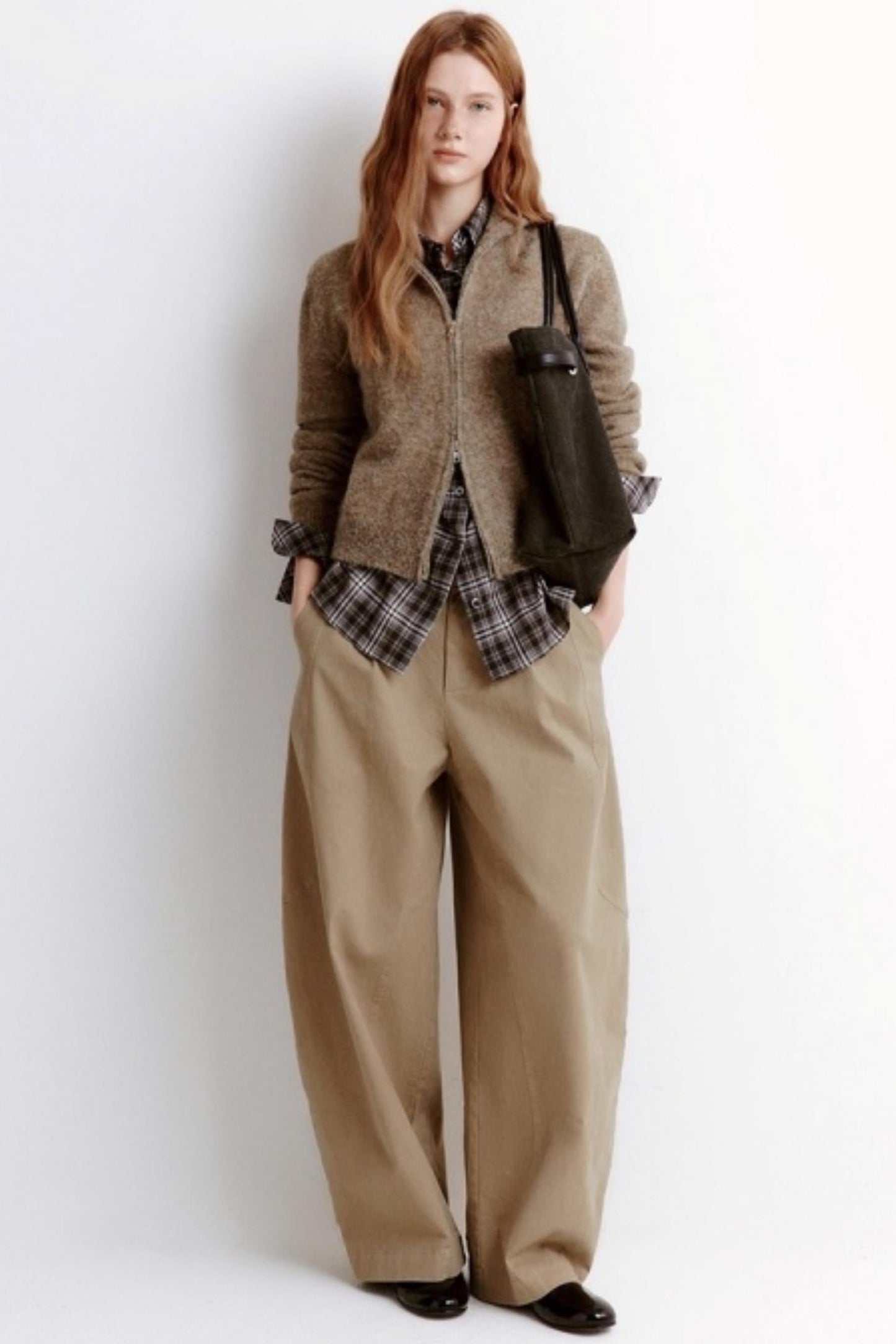 Variegated Zipper Wool Knit Cardigan