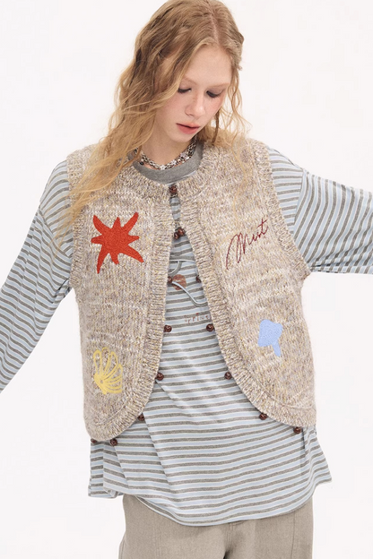 Embroidered Beaded Knitted Vest