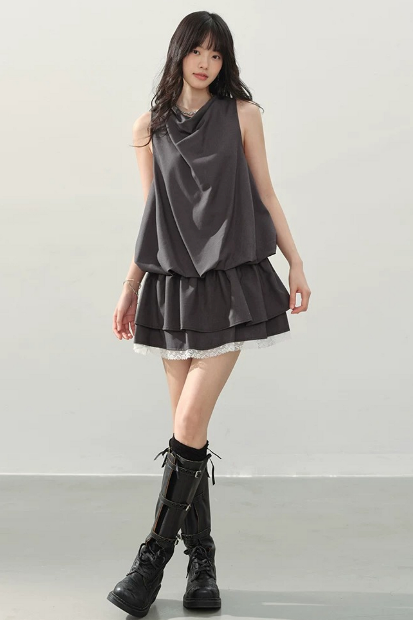 Smoke Gray Lace Dress