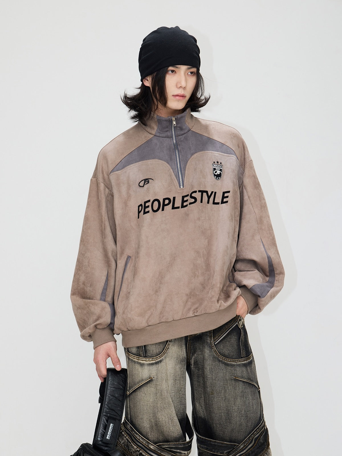 Rollar Half-Zip Pullover Sweatshirt Mantel