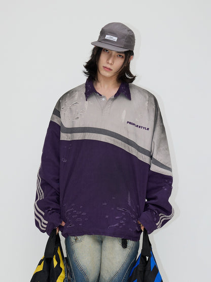 polo lapel pullover jacket