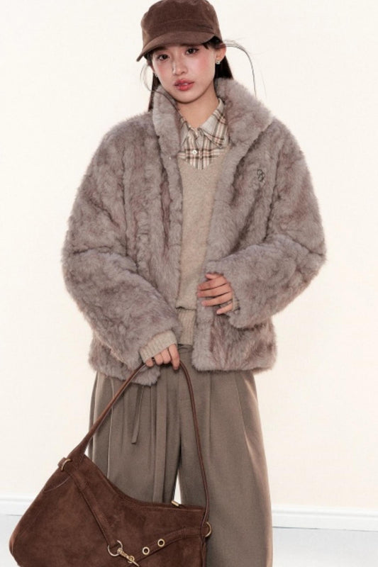 Stand-Up Collar Fur Coat