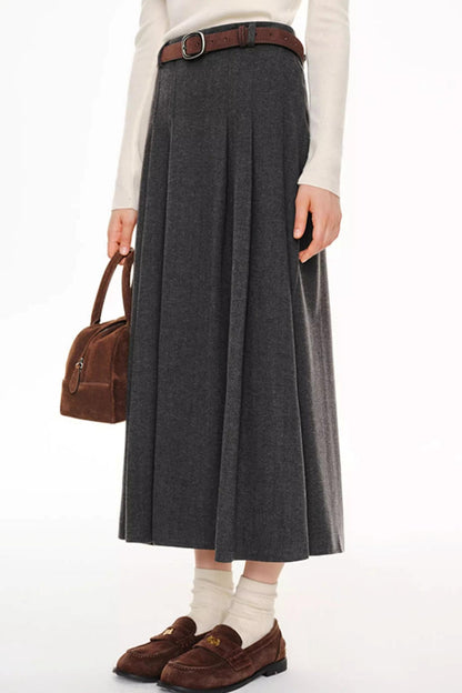 French Woolen Pleated Skirt