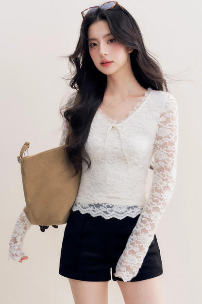 Romantic Fleece V-Neck Long Sleeve T-Shirt