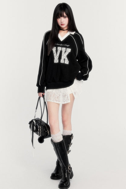 Velvet Retro Sweatshirt Top