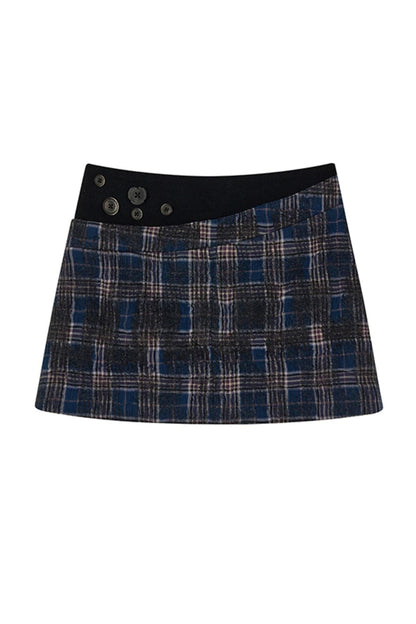 Slim Fit Plaid A-Line Skirt