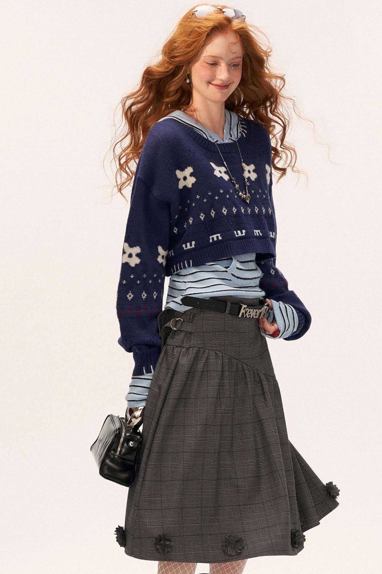 Star Jacquard Sweater Top Set-Up