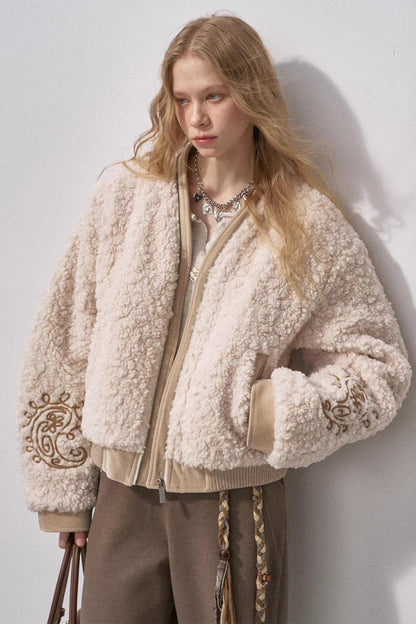 Lamb Wool Paisley Parka Jacket