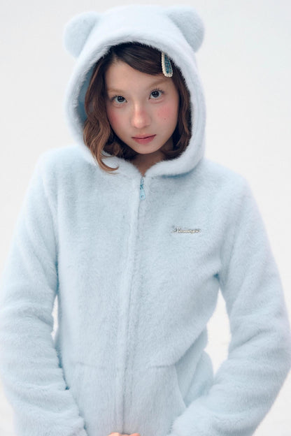 Sky Blue Teddy Bear Jacket Set-Up