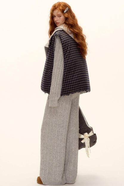 Reversible Plaid Lace Vest Jacket