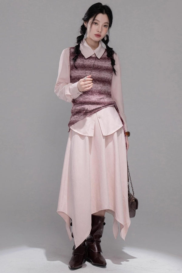 Berry Purple Chimney Collar Shirt Set-Up