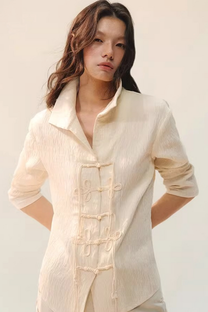 플리츠 섀도우 엘레강스 블라우스