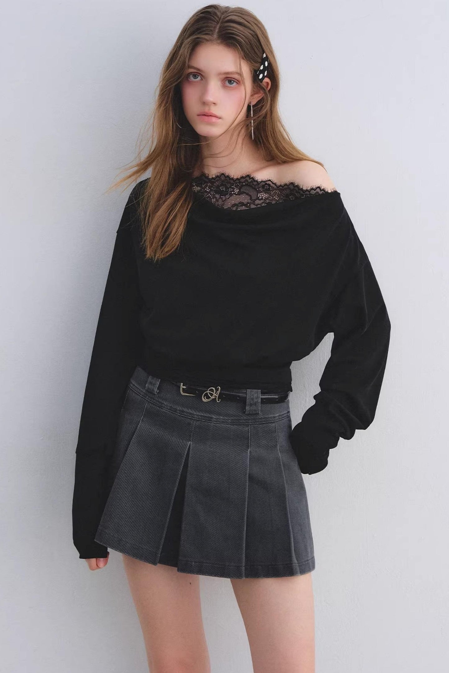 Lace Patchwork Turtleneck Top