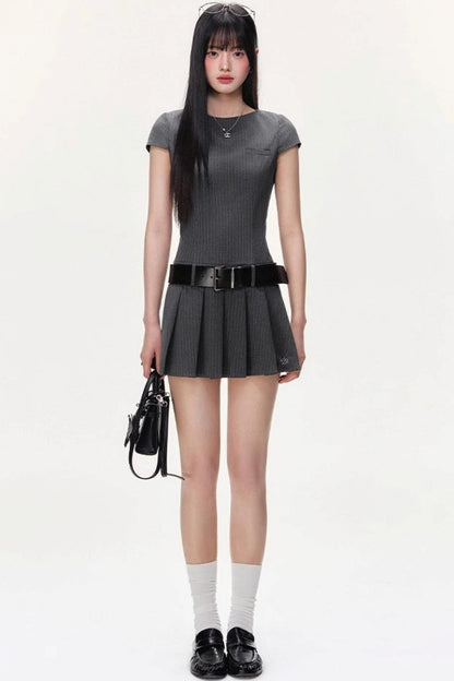 Pleated Sleeves Dress