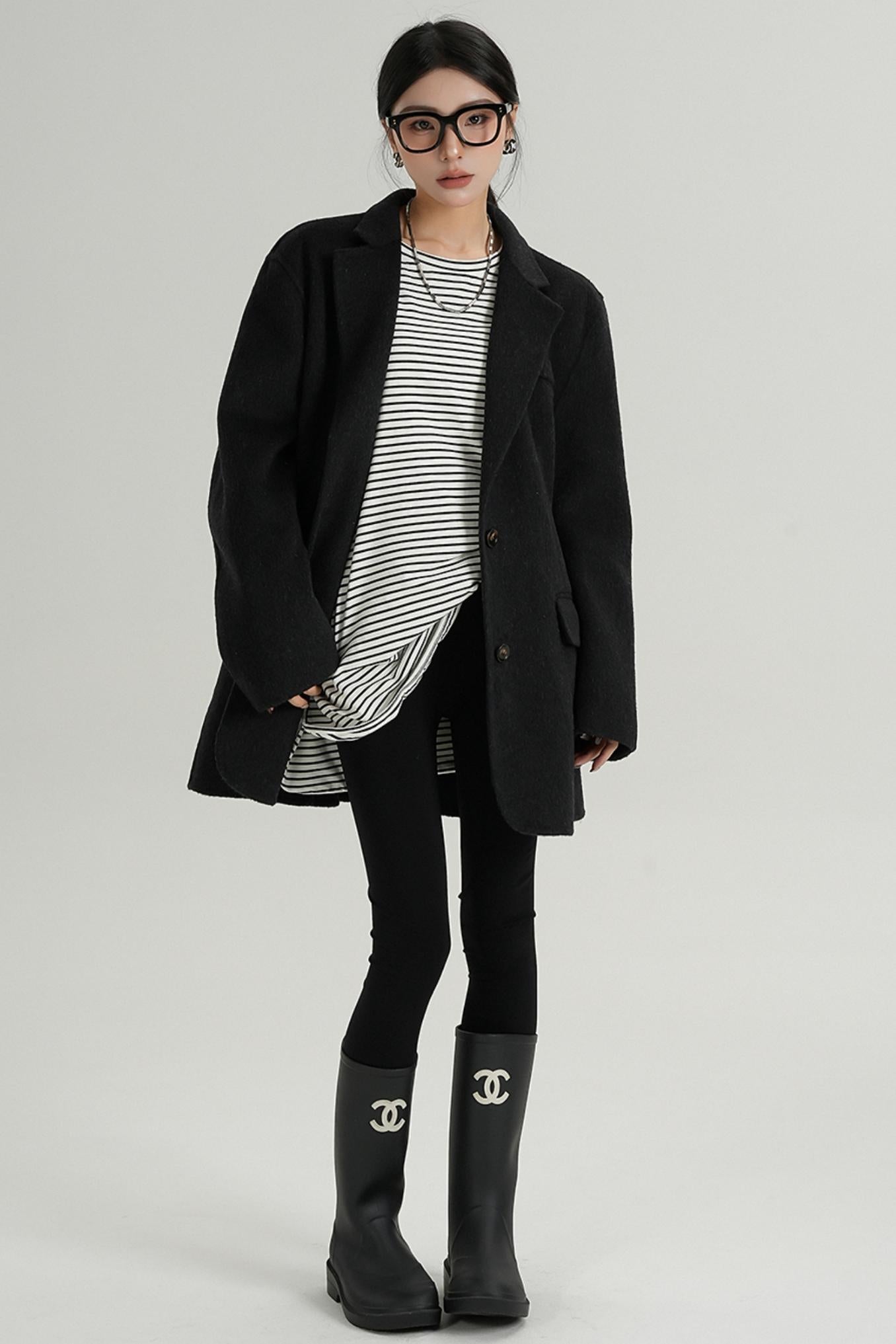 High-End Wool Tweed Suit Jacket