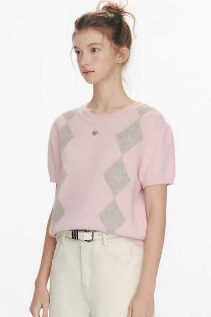 Gestepptes Strickoberteil mit Twilight-Blumenmuster