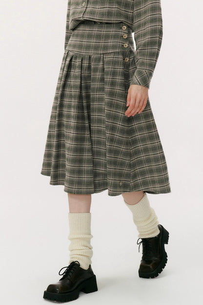 Autumn Plaid Midi Skirt