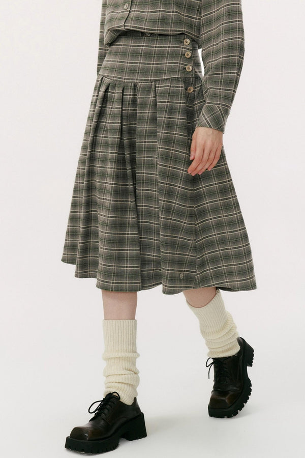 Autumn Plaid Midi Skirt