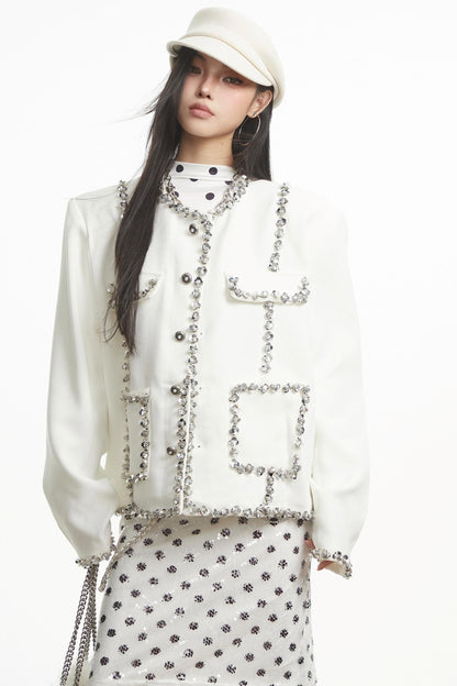 White Sequin Shoulder Jacket