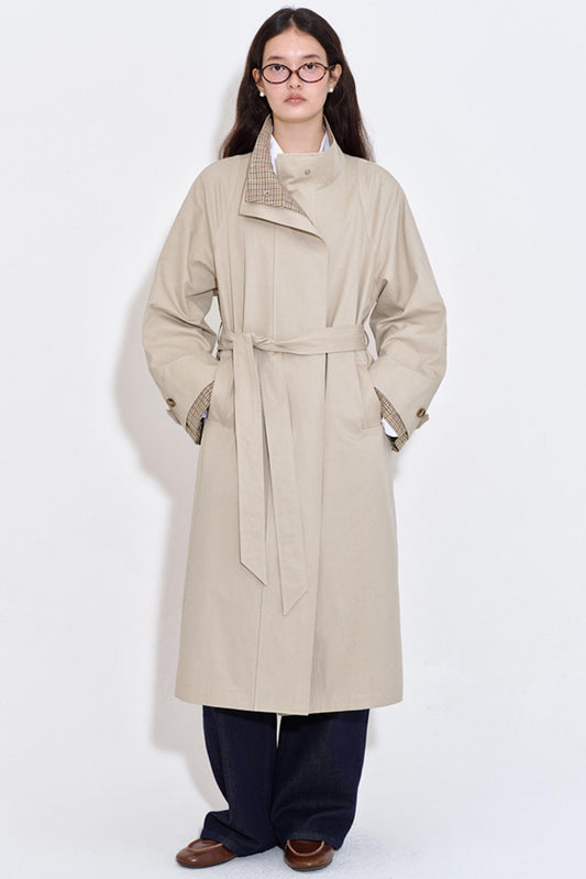 Special Split Plaid Trench Coat