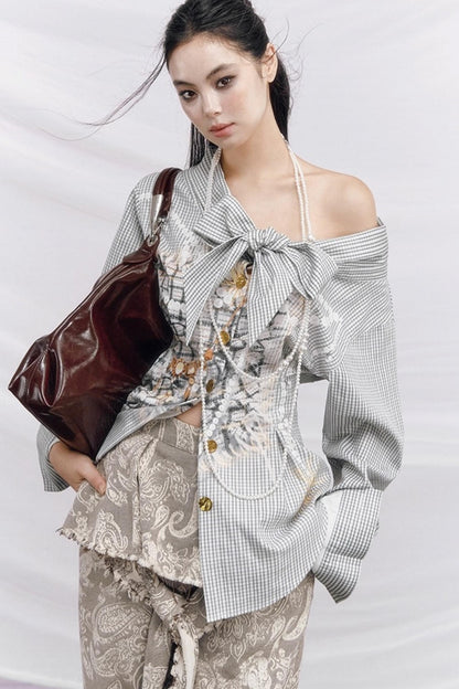 Vintage Money Plaid Blouse