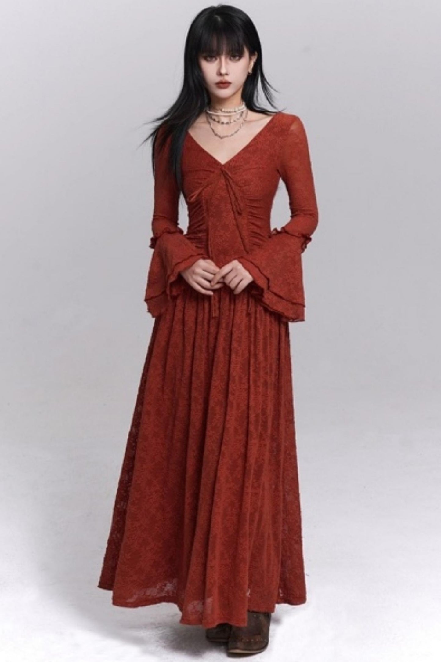 Red Knitted Long Dress