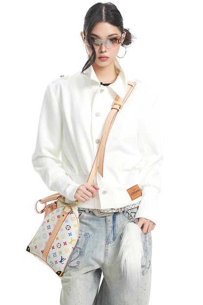 Vintage White Stand Collar Top