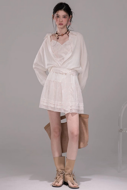 Completo Camicia e Gonna Ricamata in Lyocell