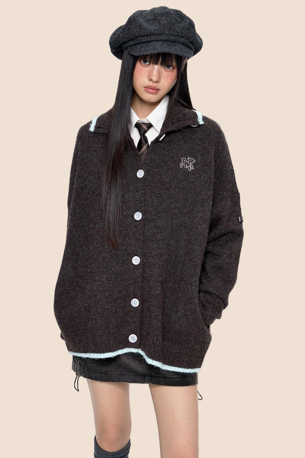 Lapel Knit Retro Cardigan